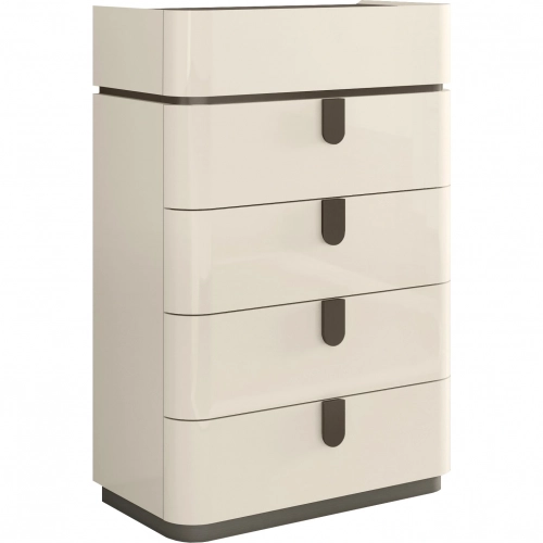 Paramount Chest in High Gloss Beige Lacquer & Brown Metal
